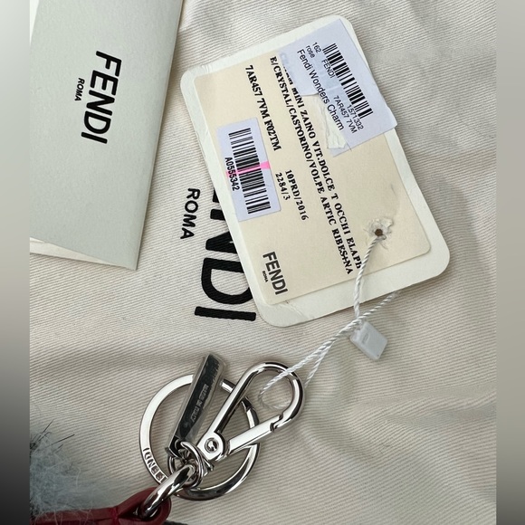 Fendi monster mini backpack keyring charm red keychain leather fur - Picture 2 of 6